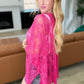 Good Days Ahead Lace Kimono In Fuchsia