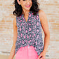 Lizzy Tank Top in Grey and Pink Leopard