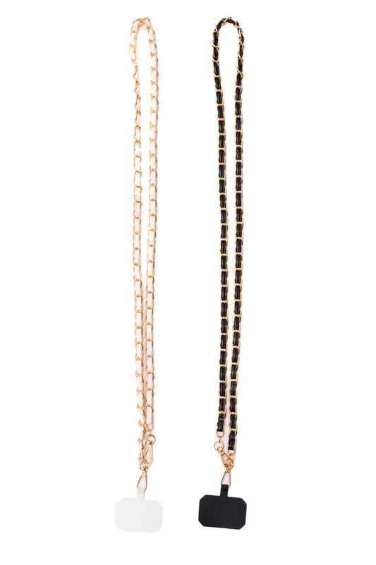 PU Leather Gold Chain Cell Phone Lanyard (Set of 2)