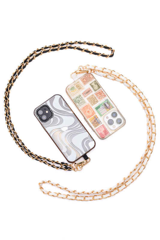 PU Leather Gold Chain Cell Phone Lanyard (Set of 2)