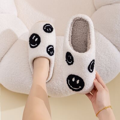 Smiley Face Slippers BLACK SMILE MIX