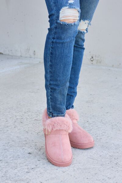 Furry Chunky Thermal Ankle Boots PINK