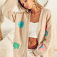 Flower Embroidery Open Front Cardigan
