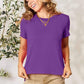 Round Neck Short Sleeve T-Shirt Purple