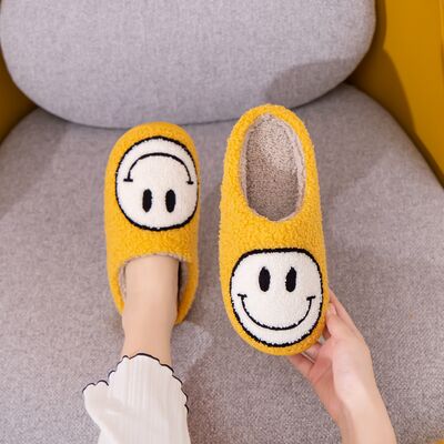 Smiley Face Slippers YELLOW WHITE