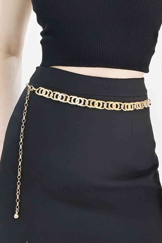 Alloy Lobster Clasp Belt Gold One Size