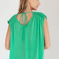 Ruched Cap Sleeve Top in Emerald