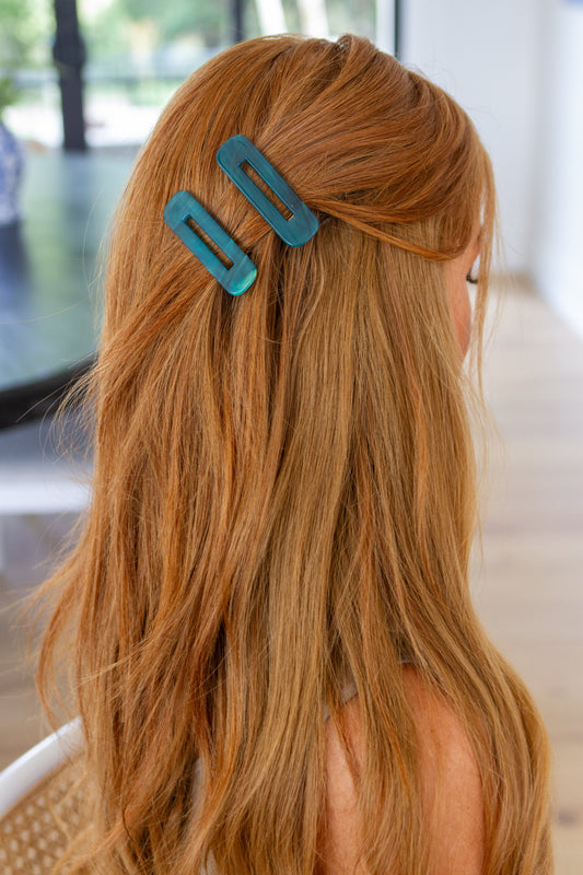 Double Trouble Hair Clip in Sea Blue (Set of 2)