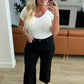 Lizzy High Rise Control Top Wide Leg Crop Jeans in Black