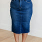 Marcy High Rise Denim Midi Skirt