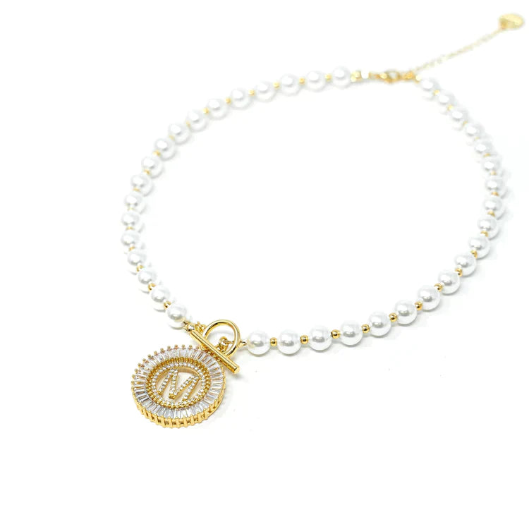 PREORDER: Pearl Chain Radiant Initial Necklace