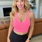 Mineral Washed Padded Cropped Tank in Fuchsia