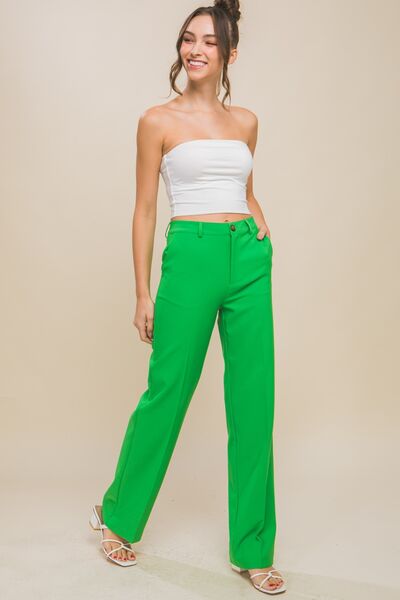 High Waist Straight Pants APPLE