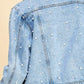 Button Up Pearl Detail Long Sleeve Denim Jacket