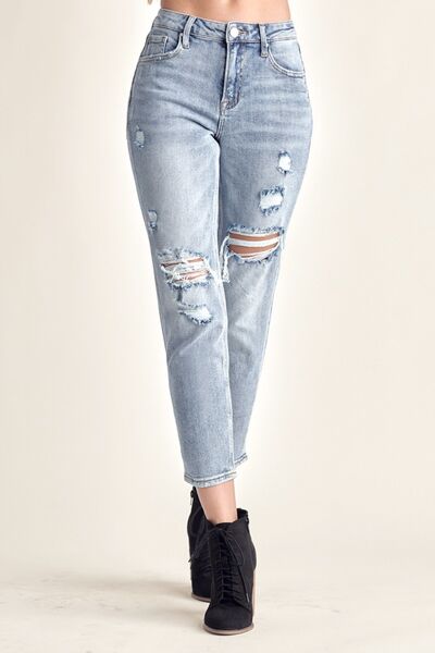 Distressed Slim Cropped Jeans MEDIUM