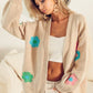 Flower Embroidery Open Front Cardigan